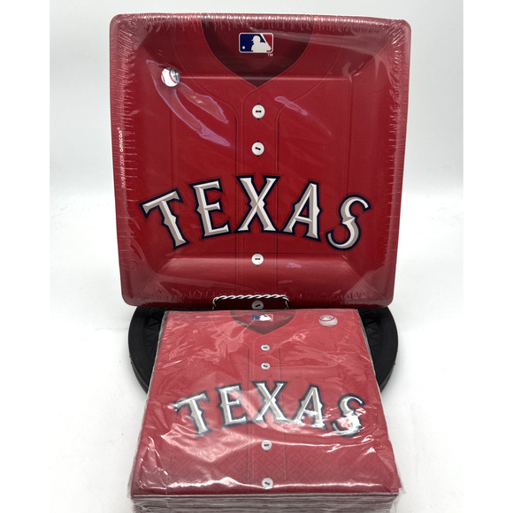 TEXAS RANGERS 36 count 2 ply luncheon party napkins And 18 Plates MLB baseball - Picture 1 of 3